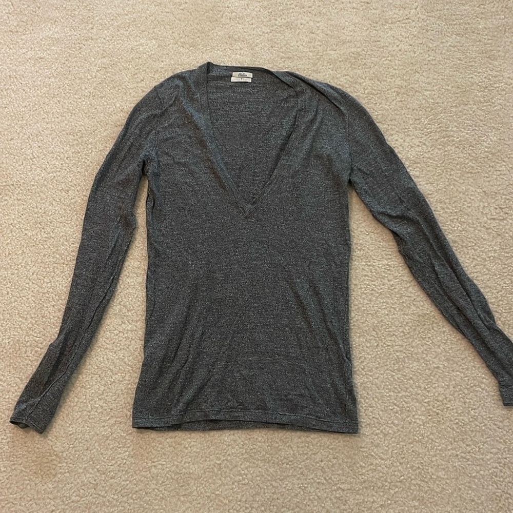 Madewell Grey Cotton V neck Sweater